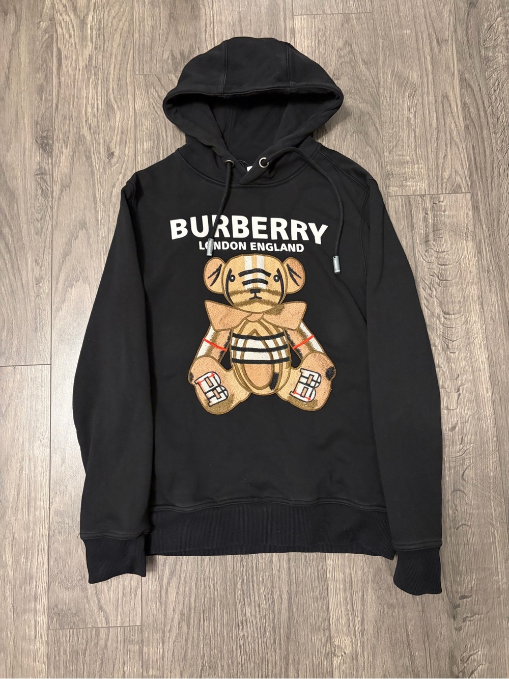 Burberry Black Hoodie with Iconic Burberry Bear Graphic